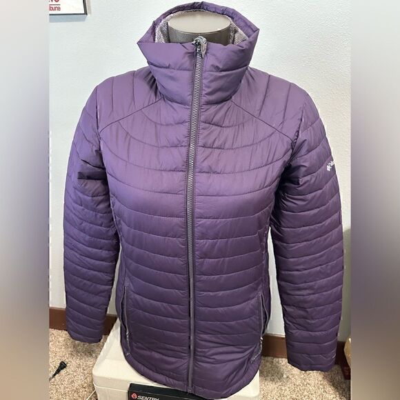 Columbia OmniHeat Women’s Small Purple Quilted Parka Puffer Jacket Full Zip - Picture 1 of 7